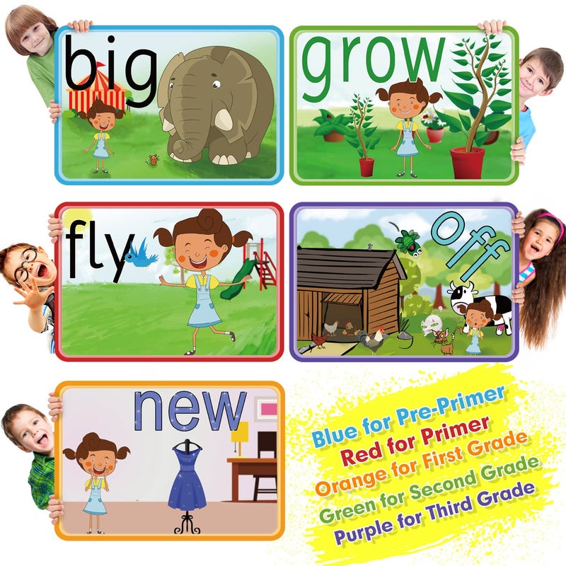 spring flower SpringFlower Sight Words Flash Cards with Pictures,Motions&Sentences, 220 Dolch Sight Words for Preschool, Kindergarten, 1st, 2nd & 3rd Grade.Homeschool, Learn to Read, Phonics Learning,235 Pieces - Image 2