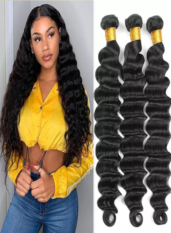 بورشان حزم شعر بشري مموجة عميقة فضفاضة 18 20 22 بوصة، 100% شعر بشري برازيلي بكر غير معالج، حزم شعر بشري مموجة عميقة فضفاضة للنساء ذوات البشرة السوداء، 3 حزم مموجة فضفاضة - Image 1
