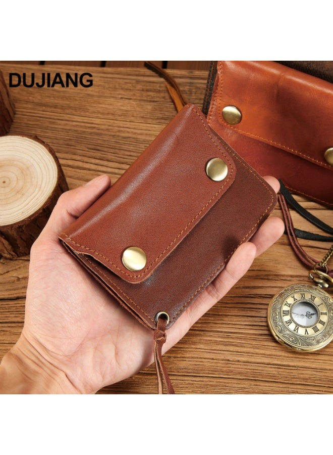 محفظة عملات معدنية وحامل بطاقات جلد طبيعي من DUIJIANG، محفظة قصيرة بتصميم عتيق - Image 2