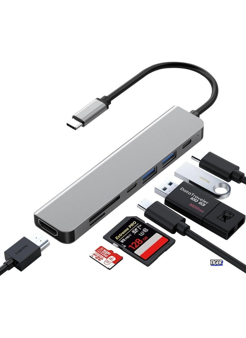TIGER 7-in-1 USB C Hub Docking Station with 4K HDMI, 100W PD, 3 USB Data Ports (1 USB-C & 2 USB 3.0), SD/TF Card Reader – Multiport Adapter for MacBook, Dell, HP, ASUS, Steam Deck & More - Image 4