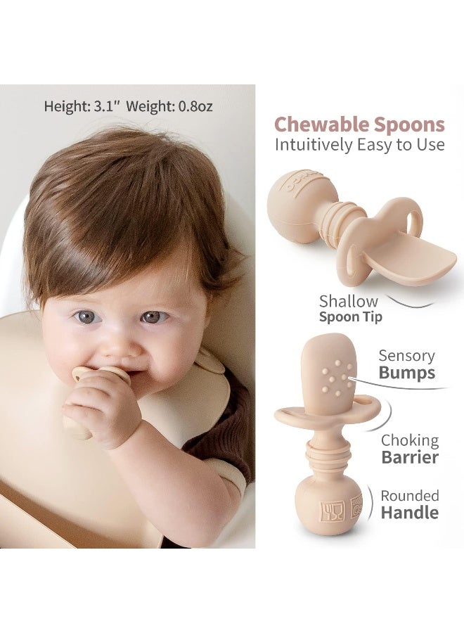 SAMiGO Silicone Baby Feeding Set, Suction Plate Bowl Set, Self Feeding Spoons, Bib, Cup, Baby Led Weaning Supplies, First Stage Feeding Essentials, Food Eating Utensils, 6+ Months - Image 5