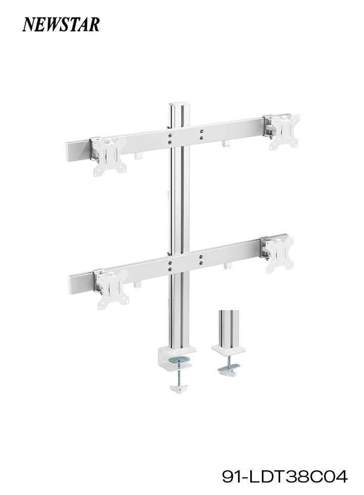 نيوستار حامل شاشات قوي من نيوستار بأربع أذرع | مناسب لشاشات من ‎17‎ إلى ‎32‎ بوصة | دوران كامل ‎360°‎، إمالة وتدوير، قاعدة تثبيت بمشبك وحلقة | نظام إدارة كابلات ذكي - Image 1
