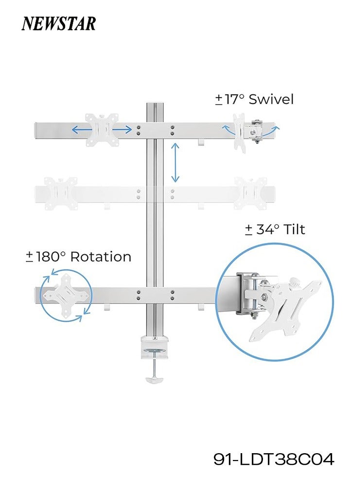 نيوستار حامل شاشات قوي من نيوستار بأربع أذرع | مناسب لشاشات من ‎17‎ إلى ‎32‎ بوصة | دوران كامل ‎360°‎، إمالة وتدوير، قاعدة تثبيت بمشبك وحلقة | نظام إدارة كابلات ذكي - Image 5