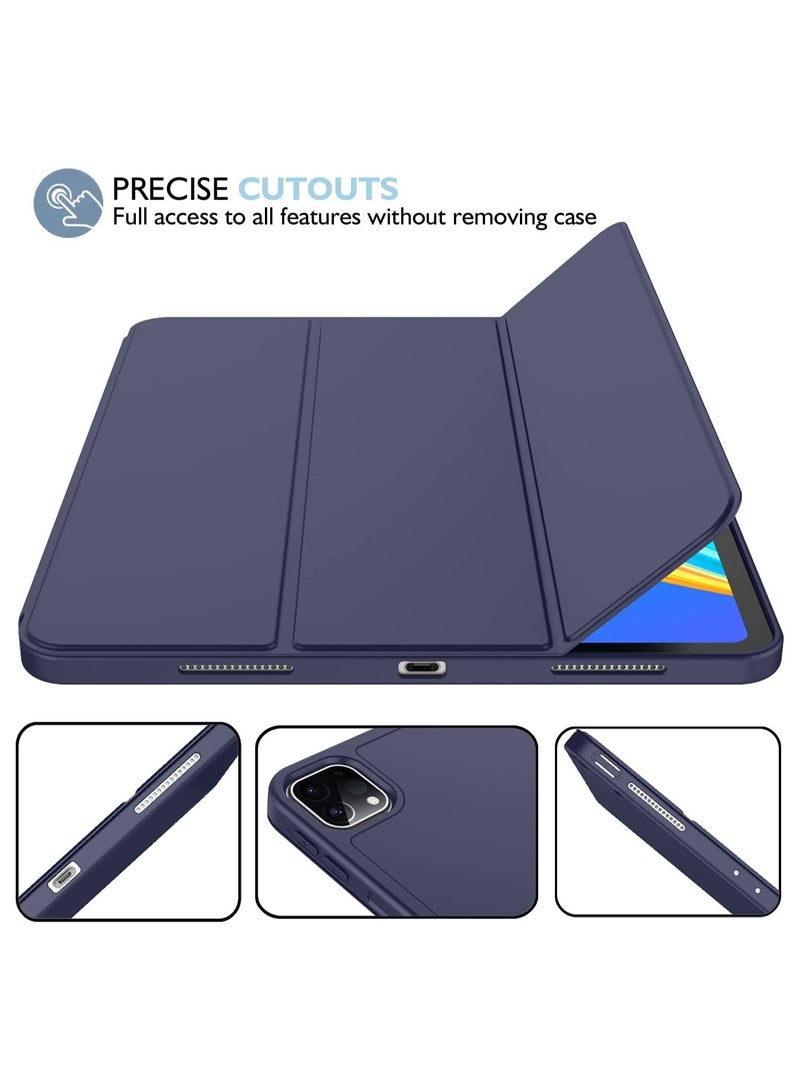 iPad Pro 12.9 Case 2022(6th Gen)/2021(5th Gen) with Pencil Holder [Support iPad 2nd Pencil Charging/Pair],Trifold Stand Smart Case with Soft TPU Back,Auto Wake/Sleep(Dark Blue) - Image 5