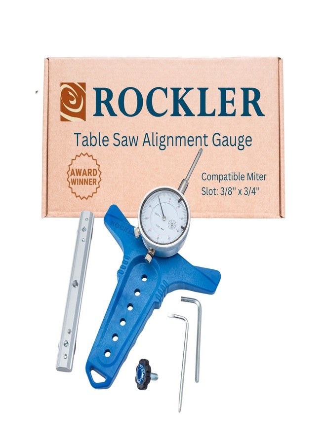 Rockler Table Saw Alignment Gauge - Precision Dial Indicator Table Saw for Parallelism & Safe Cuts - Adjustable Fit Miter Fence Gauge w/Aluminum Miter Bar, Hex Key - Woodworking Tools - Image 1