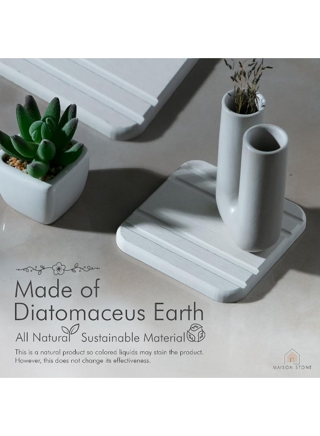 Maison Stone  Bathroom Tray W/Bonus Vanity Tray. Absorbent Bathroom Trays For Counter. Multipurpose 8X5 Countertop Tray. Perfume Tray. Kitchen Soap Tray. Time Saving Bathroom Counter Tray.  - Image 1