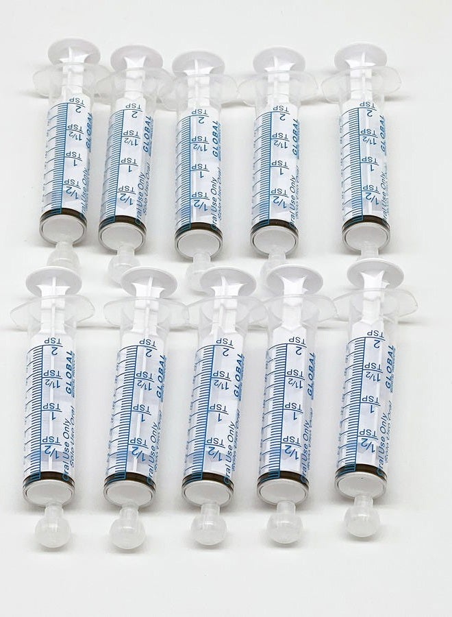 Easy Glide 10ML UltraFlo Oral Syringe with Cap - Eccentric Tip - 2 Teaspoon - 10cc O-Ring Plunger Rod - QTY 10 - Image 1