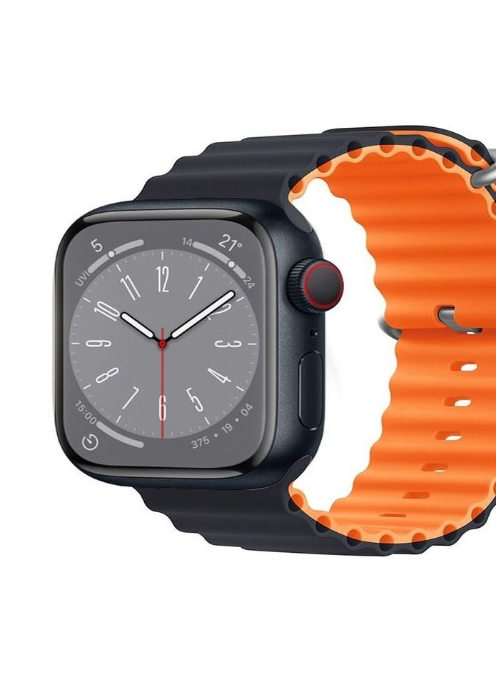Generic Alpine Loop for two side Apple Watch 49mm 45mm,  Woven Loop with Metal Sport Band with iWatch Band Series Ultra 8 7 6 5 4 3 2 1 SE - Black Orange 