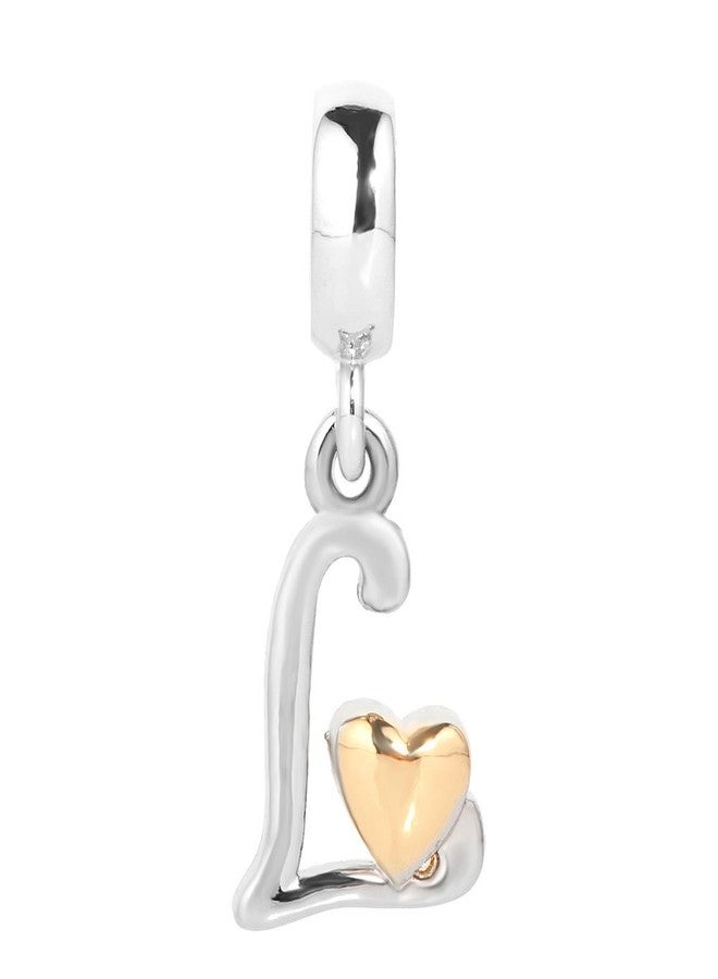 QueenCharms Initial A-Z Letter Charm Golden Heart Alphabet Dangle Beads for Bracelets & Necklaces (L) - Image 2