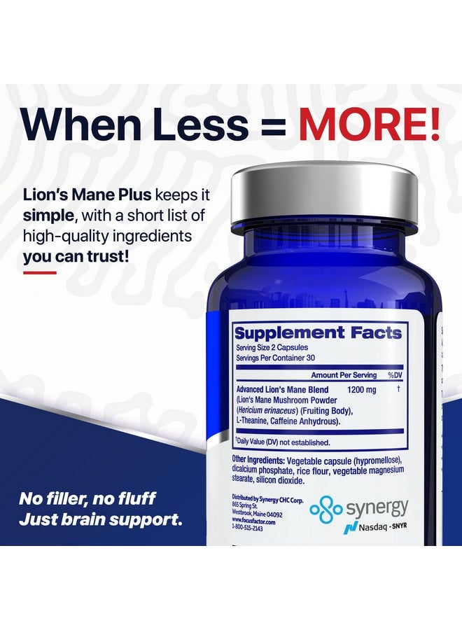Focus Factor Lions Mane Plus, Advanced Nootropic with L-Theanine, Caffeine, Focus and Energy (60 Count) - Image 3