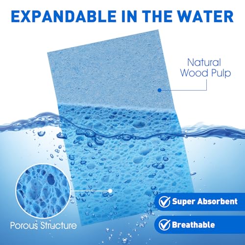 NEOACT 24 Pack Compressed Cellulose Sponge, Non Scratch Kitchen Sponges for Dish Cleaning, Multipurpose Household Cleaning Sponge for Kitchens, Bathrooms, Cars - Image 3