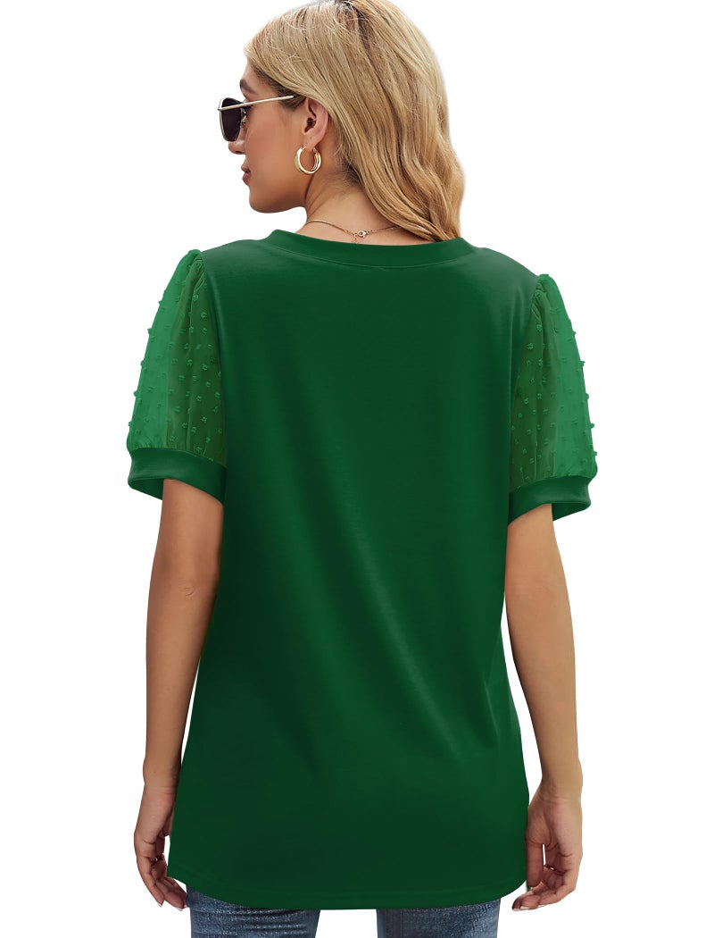 Aokosor St Patrick's Day Shirts for Women Short Sleeve V Neck Tshirts Green Leaf Clover XL - Image 4