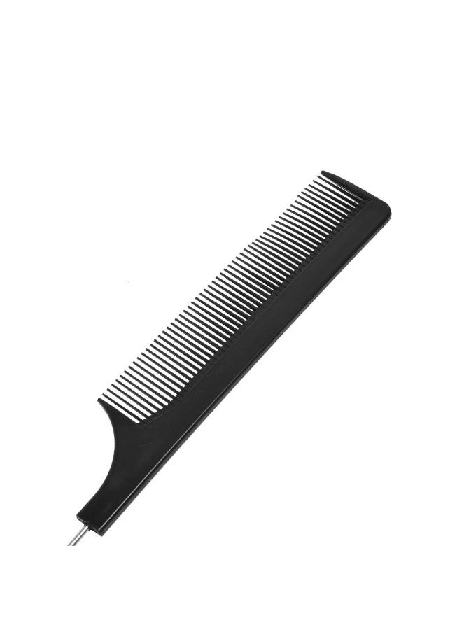 Hair Comb for Women Sectioning Styling Comb, Stainless Steel Handle Comb, Anti-Static Tail Comb, Heat Resistant Combs (Soft Teeth Black) - Image 3
