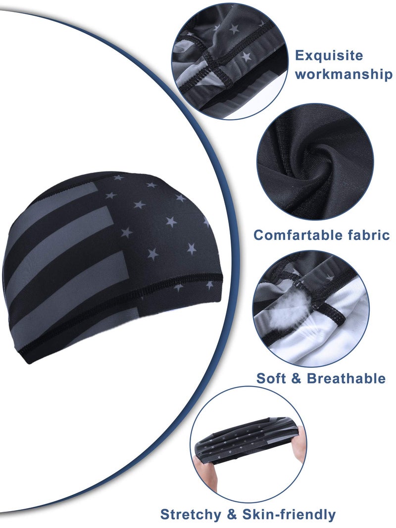 Geyoga 4 Pieces Cooling Skull Cap Helmet Liner Sweat Wicking Running Beanie Head Wrap Cycling Bandana for Men Women(Vintage Style) Multicolored - Image 3