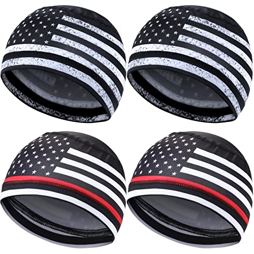 Geyoga 4 Pieces Cooling Skull Cap Helmet Liner Sweat Wicking Running Beanie Head Wrap Cycling Bandana for Men Women(Vintage Style) Multicolored - Image 1
