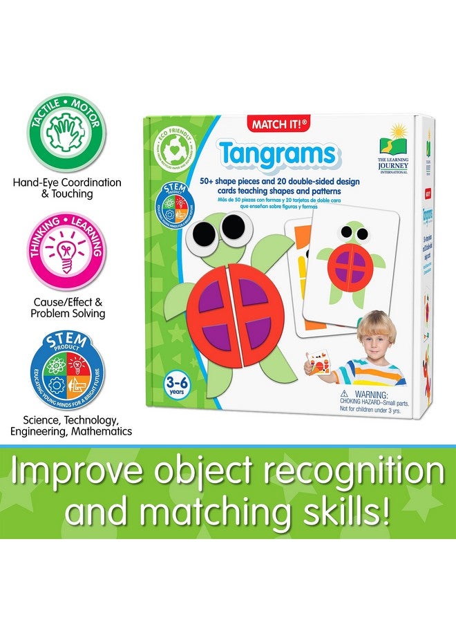 The Learning Journey: Match It! Tangrams- Animal Pattern - Educational Design Learning Double Sided Cards and Shaped Puzzle Piece Toys- Geometric Figures - Spatial Relationships - Ages 3-6 Years Old - Image 5