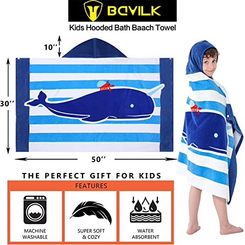 Bavilk Kids Bath Towels, Kids Towel Girls Boys Hooded Beach,Bathroom,Pool Swim Towels 30 × 50 INCH Large Size Ultra Absorbent Cute Cartoon Animal Full Vitality 100% Cotton Wearable Wrap for Child - Image 4