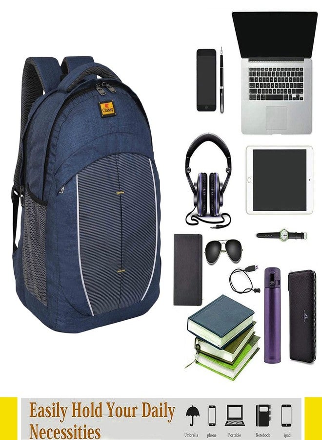 Classy Casual Backpack with 2 compartments, 1 small compartment and Laptop section (Navy Blue) - Image 3