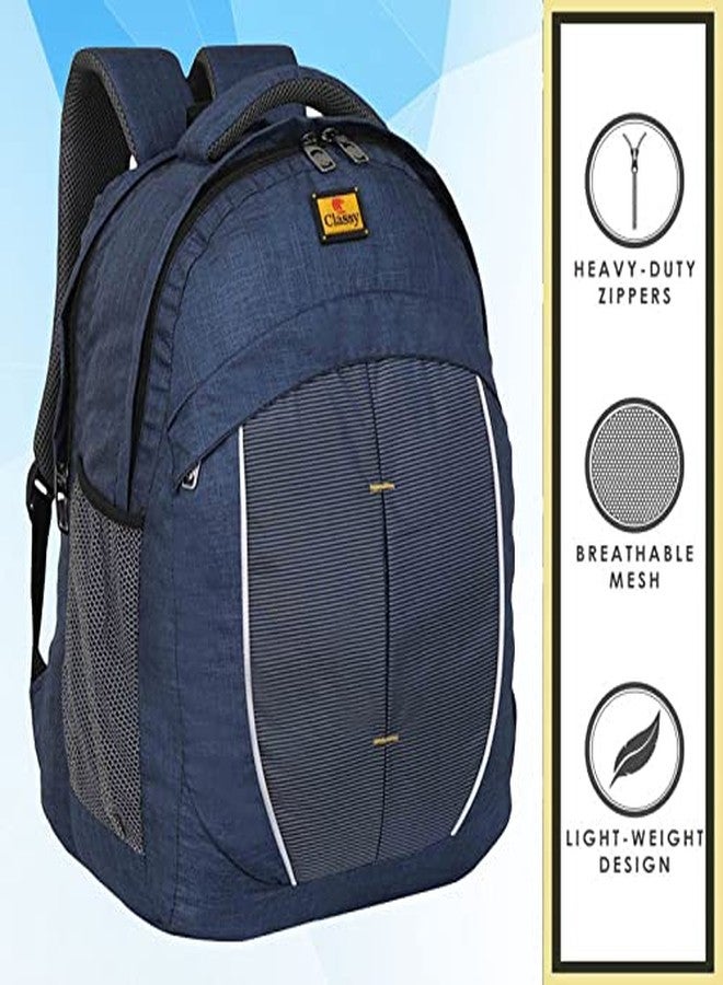 Classy Casual Backpack with 2 compartments, 1 small compartment and Laptop section (Navy Blue) - Image 4