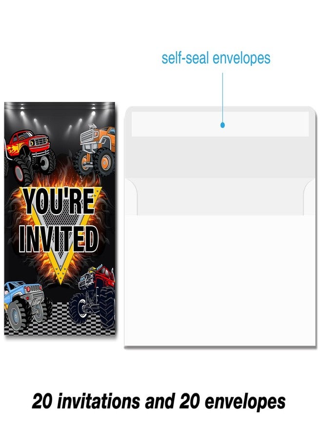 Soiceu Truck Teen Boy Birthday Invitations with Envelopes Set of 20 Truck Boys Birthday Party Invites Fill in Blank - Image 5