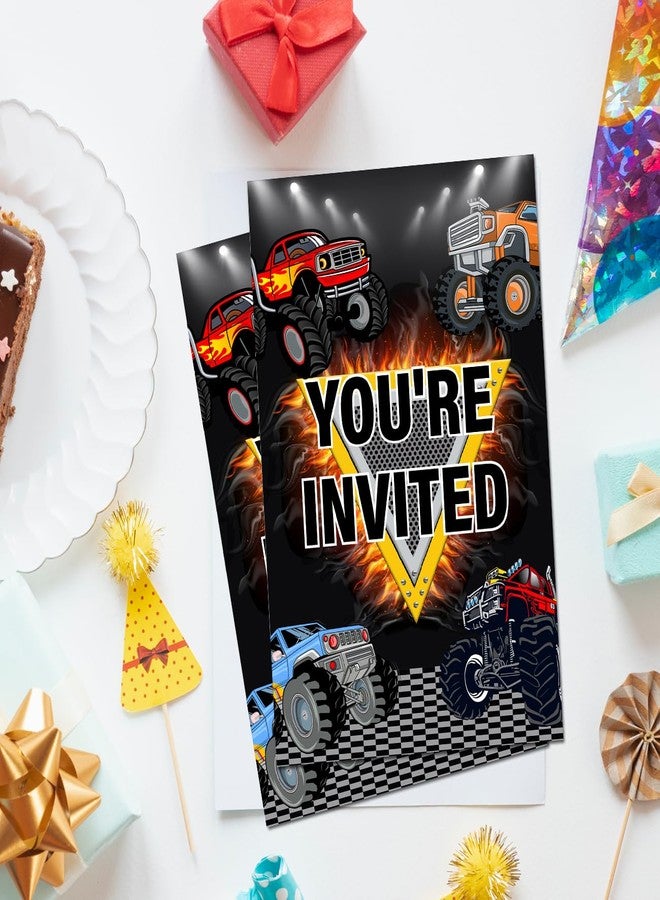 Soiceu Truck Teen Boy Birthday Invitations with Envelopes Set of 20 Truck Boys Birthday Party Invites Fill in Blank - Image 3