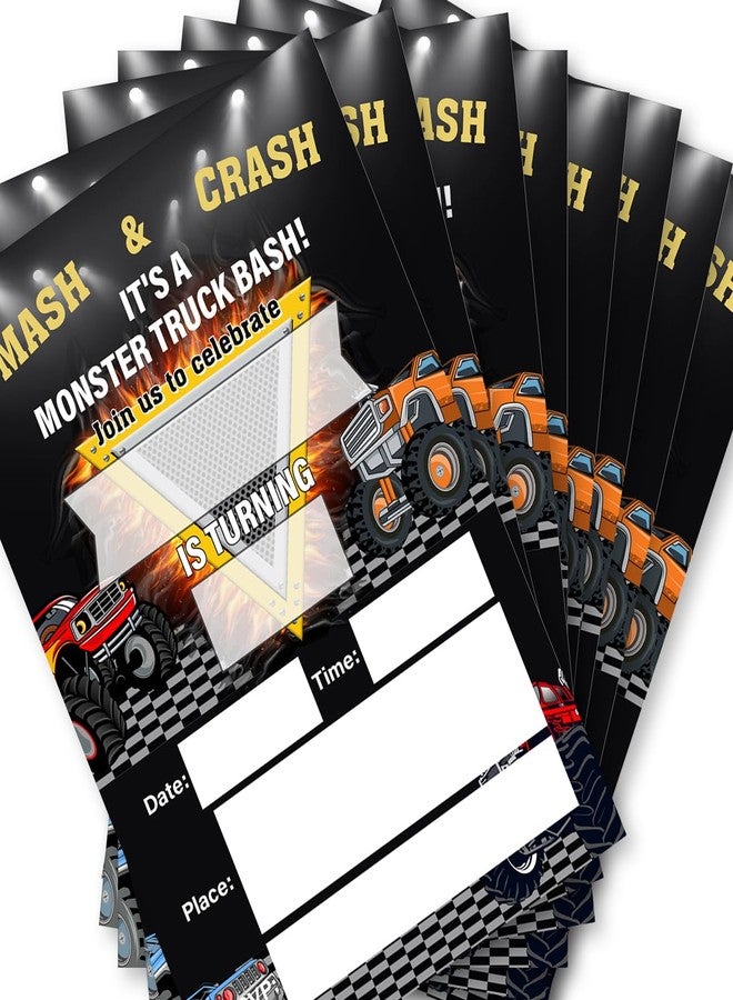 Soiceu Truck Teen Boy Birthday Invitations with Envelopes Set of 20 Truck Boys Birthday Party Invites Fill in Blank - Image 4
