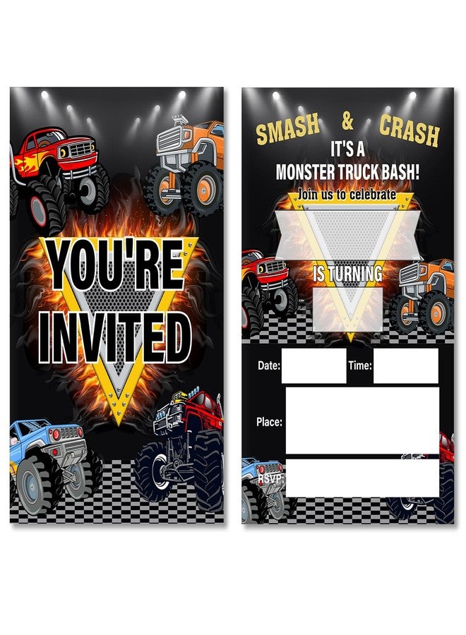 Soiceu Truck Teen Boy Birthday Invitations with Envelopes Set of 20 Truck Boys Birthday Party Invites Fill in Blank - Image 1