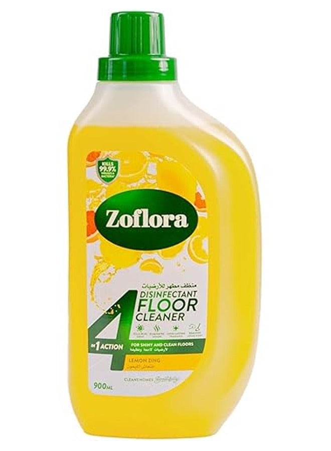 زوفلورا منظف ومطهر الأرضيات المضاد للبكتيريا برائحة انتعاش الليمون 900 مل - Image 1