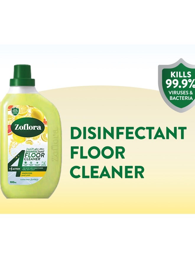 زوفلورا منظف ومطهر الأرضيات المضاد للبكتيريا برائحة انتعاش الليمون 900 مل - Image 3