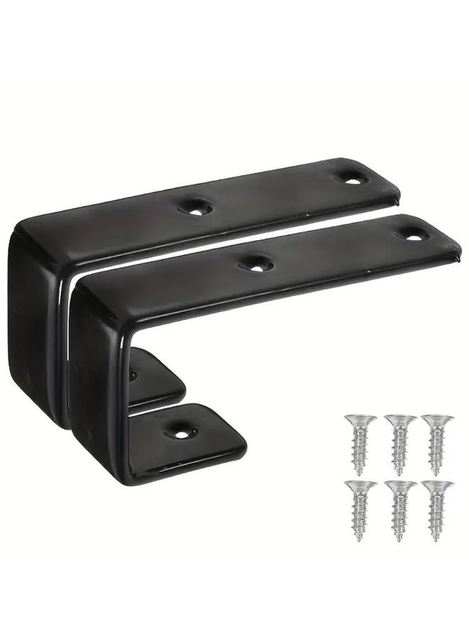 Heavy Duty Black Metal Bunk Bed Ladder Hooks 2pcs Durable Safety Hooks Easy Install - Image 3