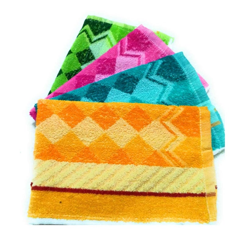 Cotton Colors Cotton Colors Floral Design Hand Towels (Medium, Multicolor, Pack of 4)_Dt3  - Image 1
