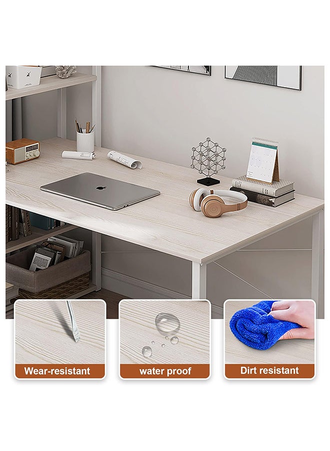 SKY-TOUCH Computer Desk Table with Shelves, 4 Tier Study Table with Bookshelf Desk Storage Reversible Study Table Office Corner Desk with Shelves Home Office Desk Easy Assemble 120x48x72cm - Image 4
