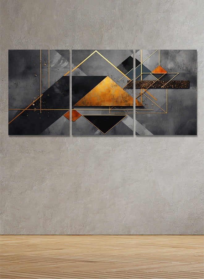 4gdran Three wooden panels with an abstract design  - Image 1