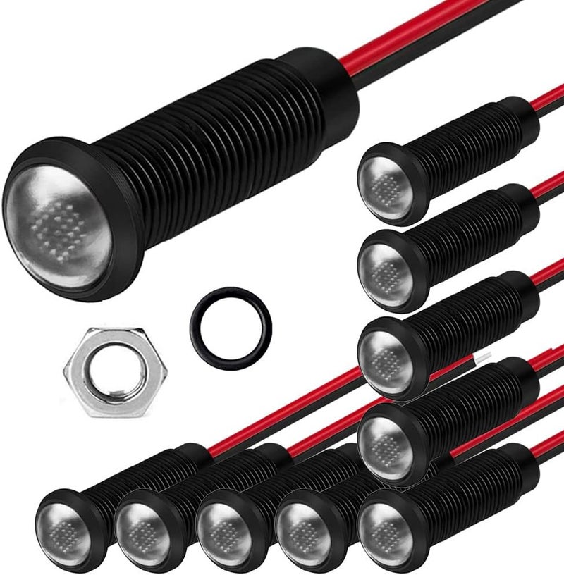 Gebildet جيبيلدت 10 × ضوء مؤشر LED بلاستيكي تيار متردد/تيار مستمر 12-24 فولت حجم فتحة التركيب 6 مم (أبيض) تصميم مدروس متعدد - Image 1