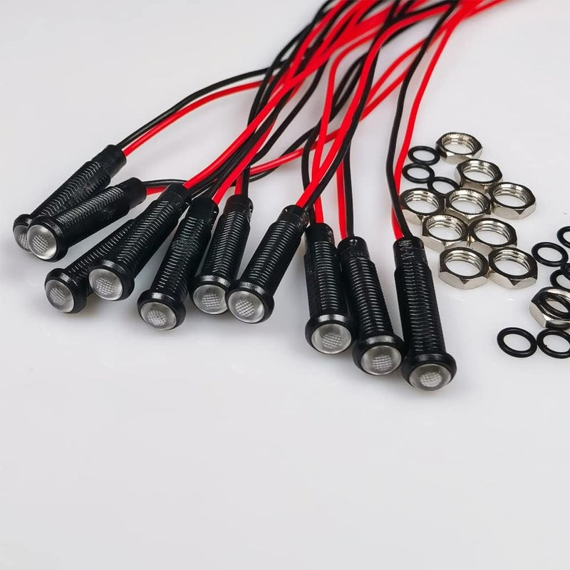 Gebildet جيبيلدت 10 × ضوء مؤشر LED بلاستيكي تيار متردد/تيار مستمر 12-24 فولت حجم فتحة التركيب 6 مم (أبيض) تصميم مدروس متعدد - Image 2