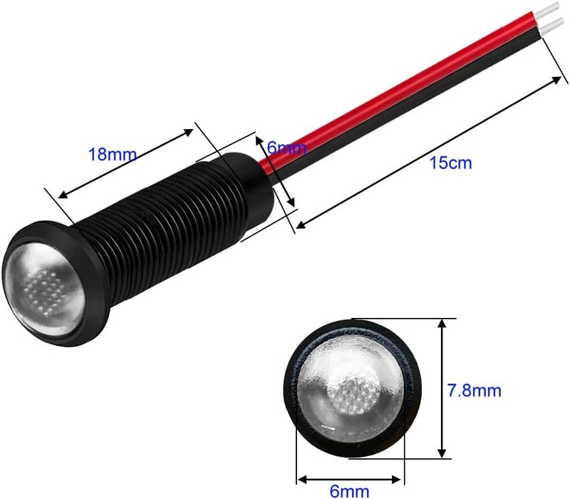 Gebildet جيبيلدت 10 × ضوء مؤشر LED بلاستيكي تيار متردد/تيار مستمر 12-24 فولت حجم فتحة التركيب 6 مم (أبيض) تصميم مدروس متعدد - Image 5