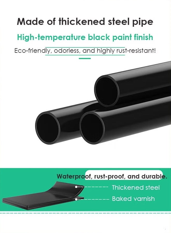 معلاق ملابس,منظم علاقات ملابس، رف ملابس مزدوج الطبقات، لتخزين وتنظيم الملابس، قدرة تحمل معززة، رف ملابس متحرك بعجلات دوارة وقابلة للقفل، أسود - Image 3