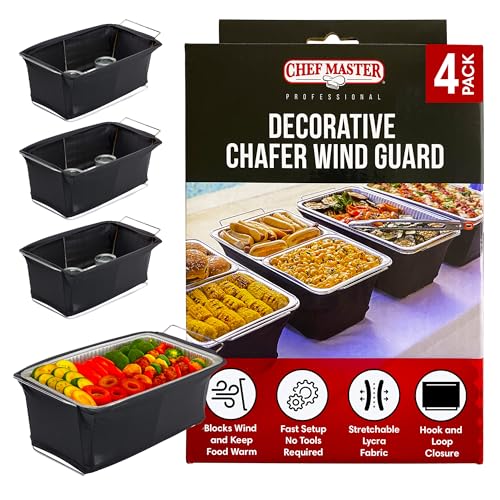 Chef-Master 4Pack Chafer Wind Guard Cover for Chafing Dish Flame Retardant Fabric Screen for Food Warmers Chafing Dish Wind Guard Breeze Protection Heat Retention for Catering Parties Buffets 90081 - Image 1