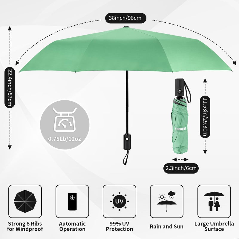 Yoobure Windproof Travel Umbrella - Automatic Umbrellas for Rain, Compact Folding Umbrella with UV Protection, Lightweight Portable Design for Backpack/Walking/Car, Sun & Storm Ready - Image 2