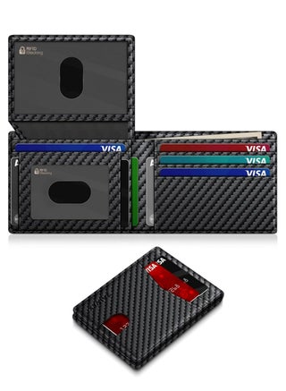 Wallet for Men Slim RFID Blocking Leather Credit Card Holder Wallet for 14 Cards, Bifold Minimalist Thin Wallet with 2 ID Windows & Cash Slot, Front Pockt Carteras Para Hombres, Birthday Gifts for Men