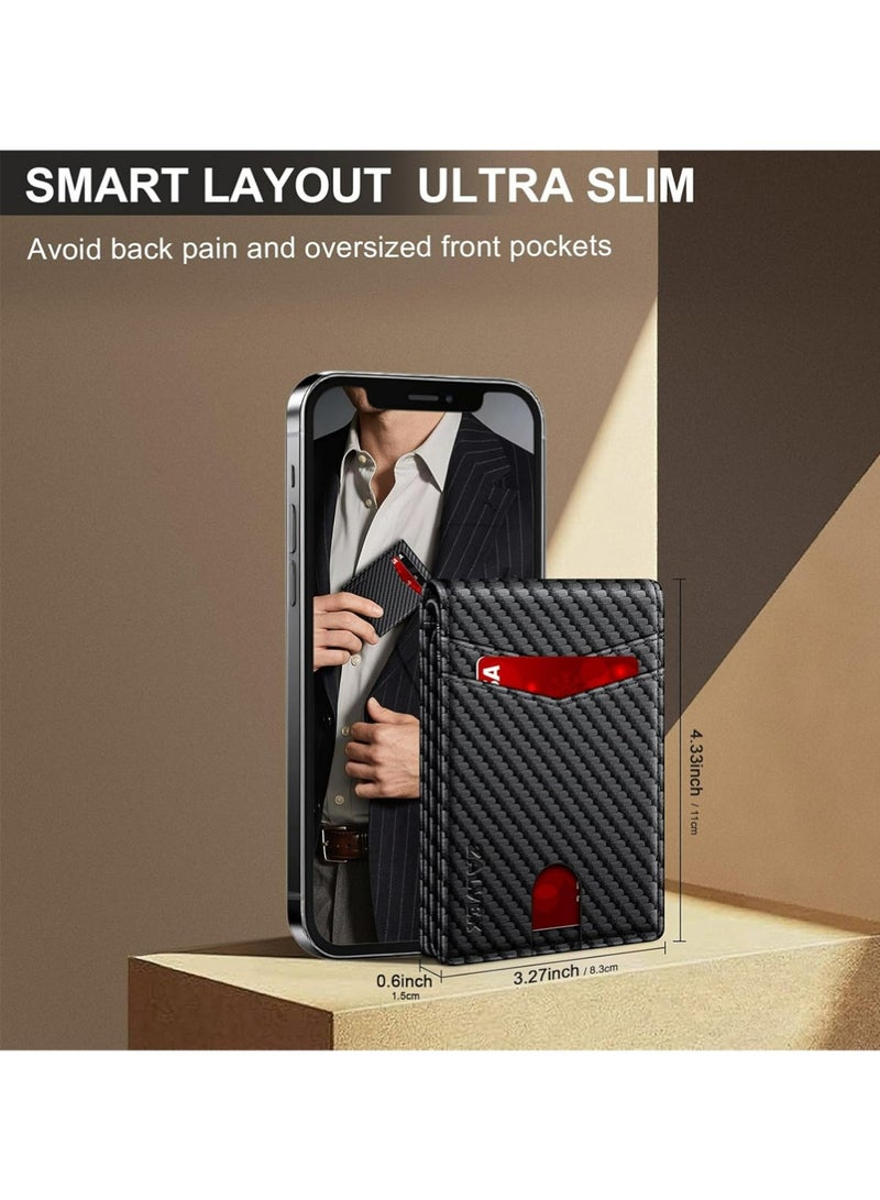 بولوز محفظة للرجال رقيقة RFID حظر الجلد حامل بطاقة الائتمان محفظة ل 14 بطاقة, Bifold الحد الأدنى رقيقة المحفظة مع 2 هوية نوافذ وفتحة النقدية, الجبهة Pockt Carteras بارا Hombres, هدايا عيد ميلاد للرجال - Image 4