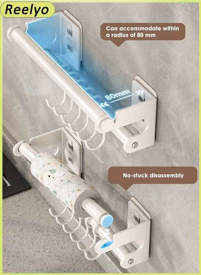 Reelyo Wall Mounted Kitchen Organiser Holder Rack Wall Mounted Pots Pans Cups Hanger Kitchen Knife Rack Cutlery Rack Organiser Spatula And Spoon Hanger 50cm  With 10 Hooks - Image 4