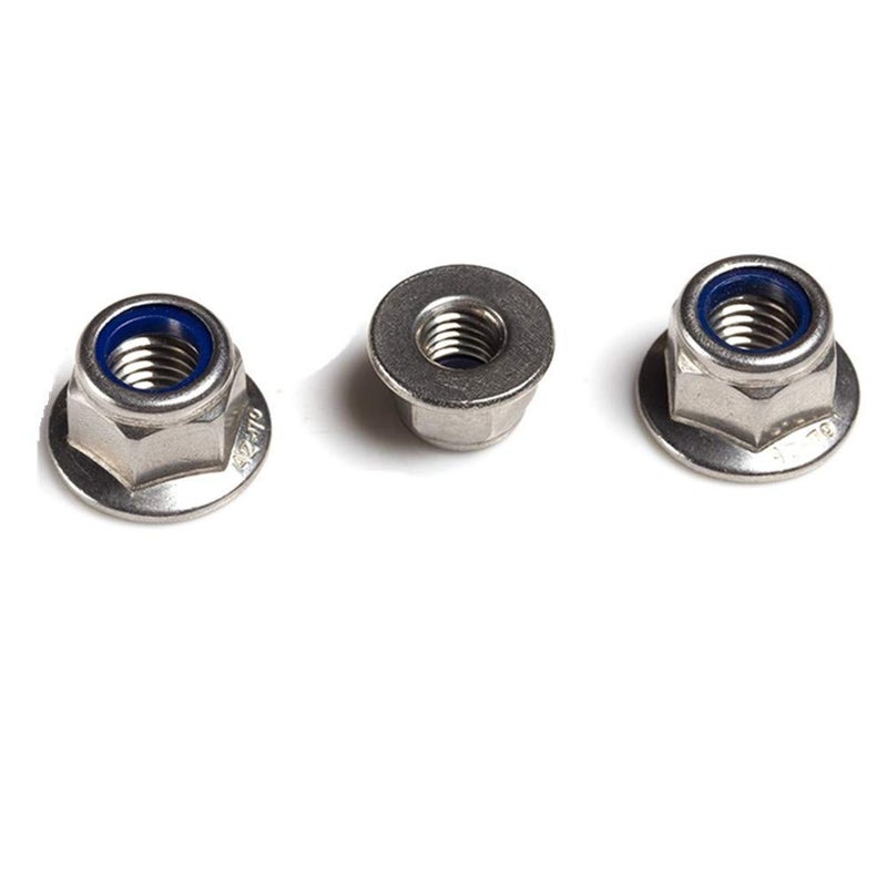 FullerKreg (Pack of 25) M5 x 0.8 DIN 6926 Hex Flange Nylon Insert Lock Nuts, 18-8 Stainless Steel 304, Bright Finish