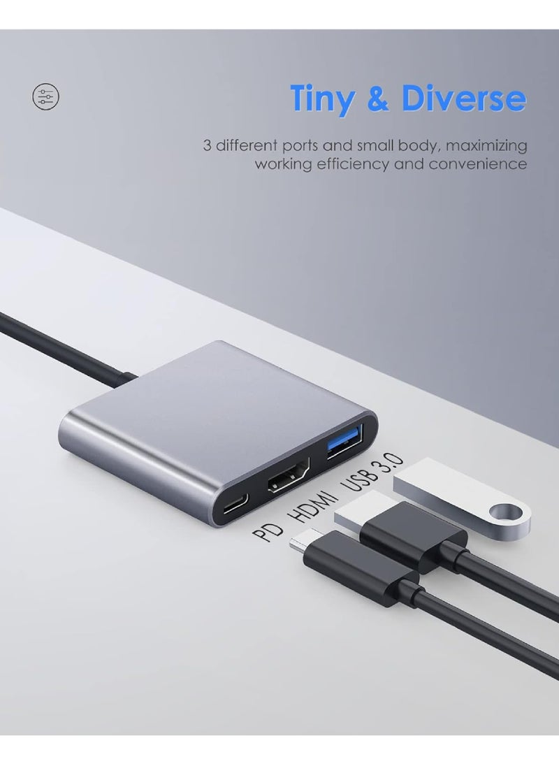 Rock Pow - 3-in-1 USB C Hub with 100W Power Delivery USB 3.0 & 4K HDMI for 2023-2016 MacBook Pro New Mac Air/Surface/Chrome/Steam Deck More Stable Driver Adapter - Image 1