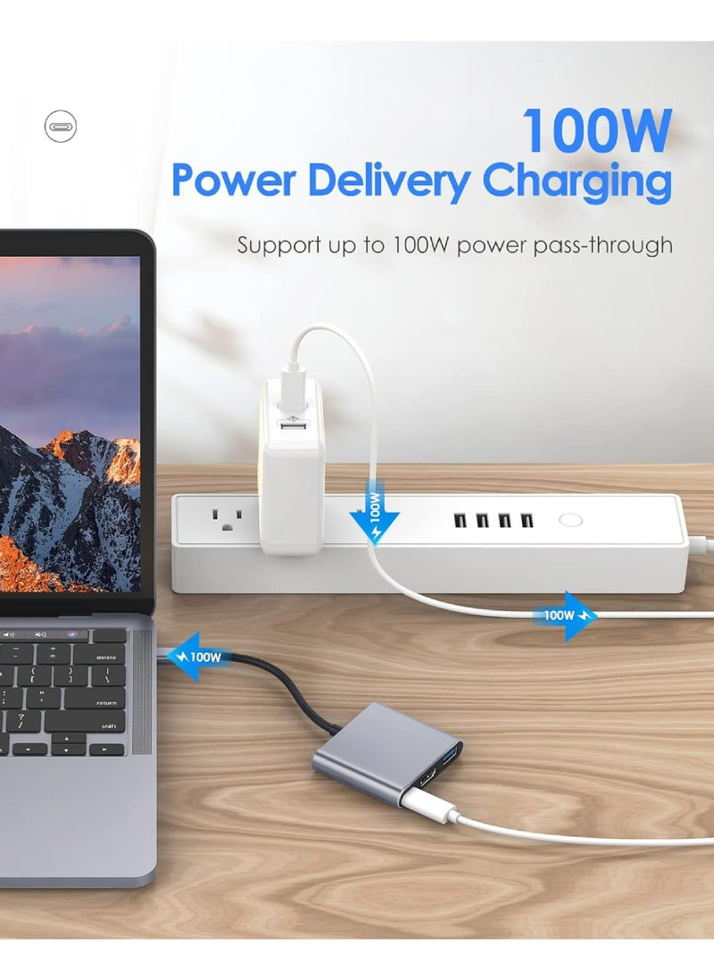 Rock Pow - 3-in-1 USB C Hub with 100W Power Delivery USB 3.0 & 4K HDMI for 2023-2016 MacBook Pro New Mac Air/Surface/Chrome/Steam Deck More Stable Driver Adapter - Image 1