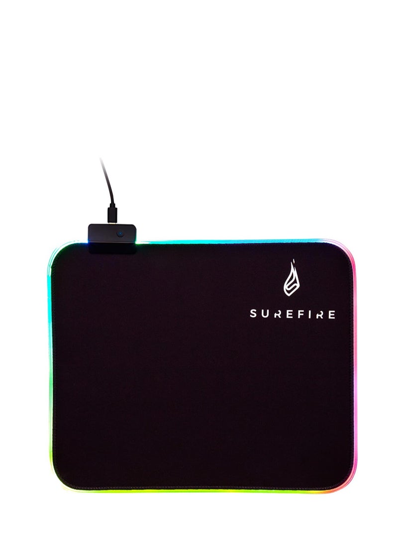 SureFire Silent Flight RGB-320 Gaming Mauspad RGB Mauspad wasserabweisend & rutschfest Mikrotextur-Stoffoberfläche Gaming Zubehör Gaming Unterlage Powered by Verbatim 48812 schwarz 320 mm - Image 2