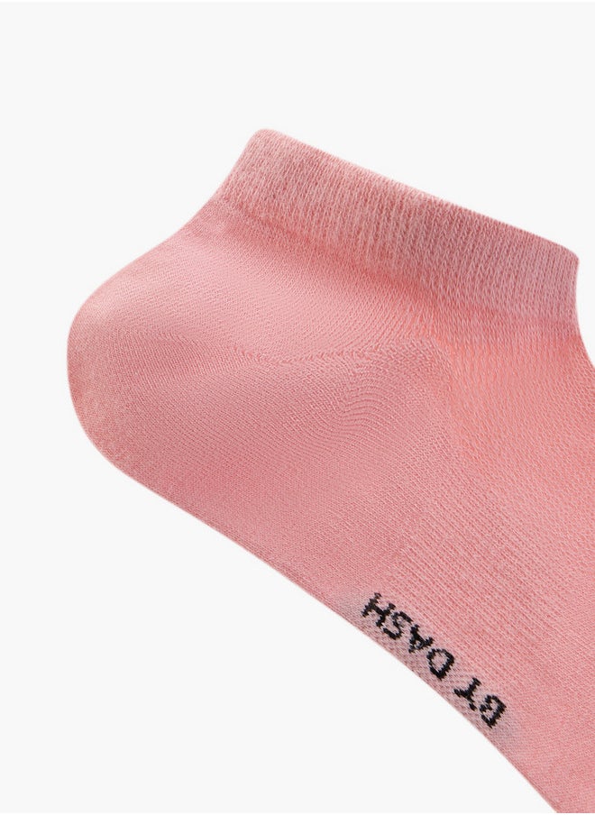 Logo Print Non Terry Ankle Length Socks - Set of 3