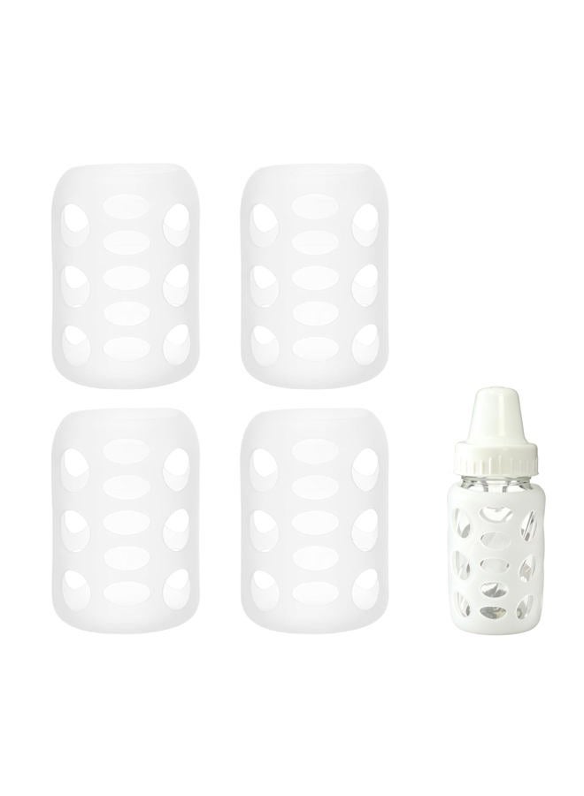 UWSTE 4Pack Silicone Sleeve Compatible with Evenflo 5oz Glass Bottle, Scald Sleeve Heat Protective Case for Feeding Bottles Soft Non- Design Stylish (Transparent) - Image 1