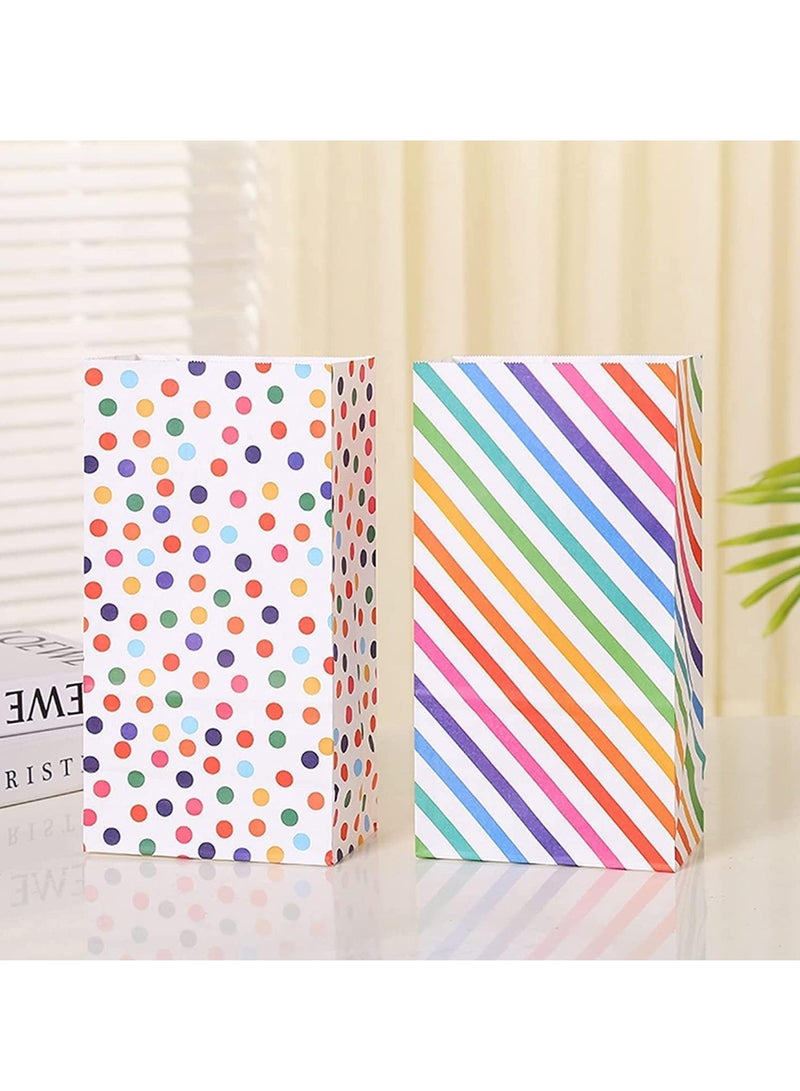 Kraft Paper Party Bags, 20PCS Rainbow Dots and Stripe Party Favor Bags, Candy Grocery Goodie Gift Treat Bags With 24PCS Thank You Stickers for Birthday Wedding Part - Image 2