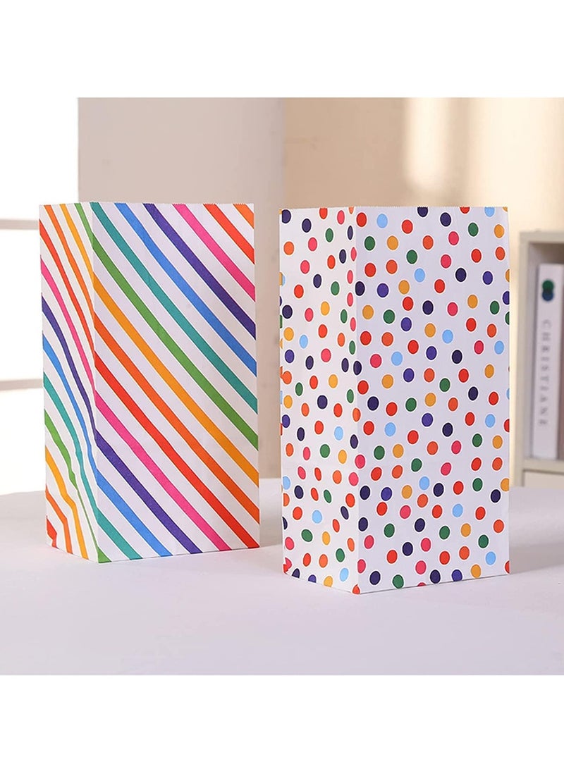 Kraft Paper Party Bags, 20PCS Rainbow Dots and Stripe Party Favor Bags, Candy Grocery Goodie Gift Treat Bags With 24PCS Thank You Stickers for Birthday Wedding Part - Image 3